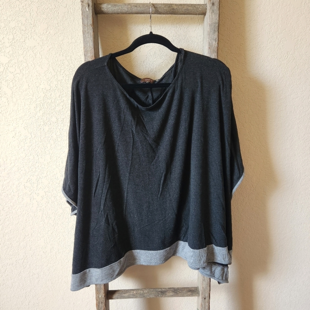 crosby. Women's Black & Grey Poncho Top- Size S/M